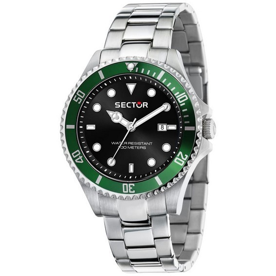 Relógio masculino Sector 230 multifuncional aço inoxidável preto mostrador quartzo R3253161041 100M