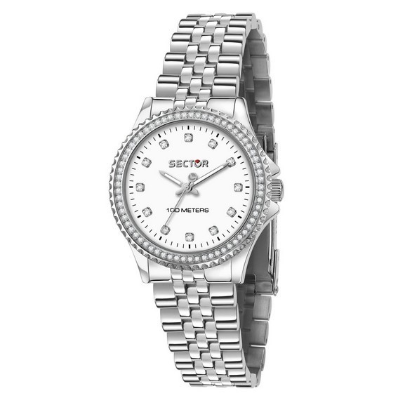 Sector 230 Just Time Crystal Accents ขาว dial ควอตซ์ R3253161538 100M Women's Watch