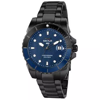 Setor 450 azul mate mostrador de aço inoxidável quartzo R3253276001 100M relógio masculino