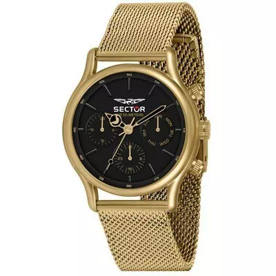 Setor 660 mostrador preto tom dourado em aço inoxidável quartzo R3253517016 relógio masculino