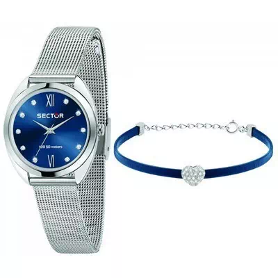 Relógio feminino setor 955 com mostrador azul em aço inoxidável quartzo R3253518506