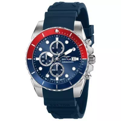Setor 450 cronógrafo azul raio solar mostrador pulseira de silicone quartzo R3271776010 100M relógio masculino