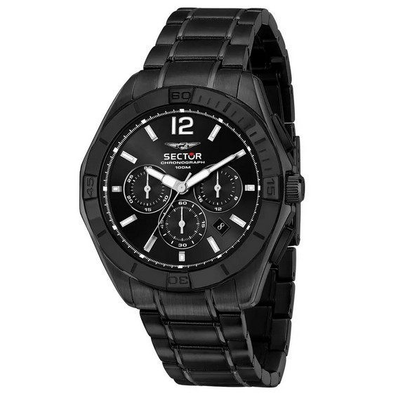 セクター 790 クロノグラフ ブラック ダイヤル ステンレススチール クォーツ R3273631004 100M メンズ腕時計
