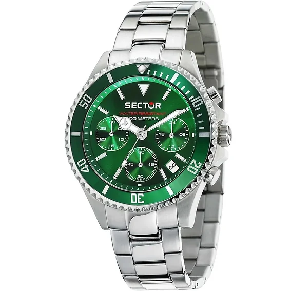 Sector Series 230 Chronograph Stainless Steel Green Dial Quartz R3273661006 100M Men's Watch