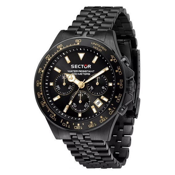 Relógio masculino Sector 230 cronógrafo aço inoxidável mostrador preto quartzo R3273661029 100M