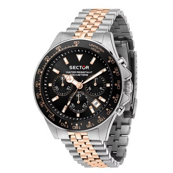 Sector 230 計時兩色不銹鋼黑色錶盤石英 R3273661031 100M 男士手錶