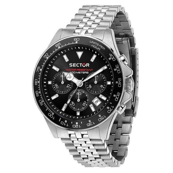 Relógio masculino Sector 230 cronógrafo aço inoxidável mostrador preto quartzo R3273661033 100M