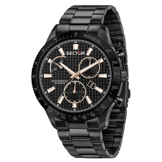 Relógio masculino Sector 270 cronógrafo aço inoxidável mostrador preto quartzo R3273778001