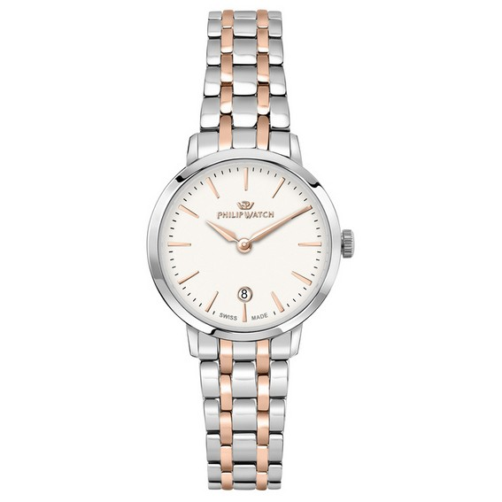 Philip Watch Swiss Made Audrey aço inoxidável mostrador branco quartzo R8253150510 relógio feminino