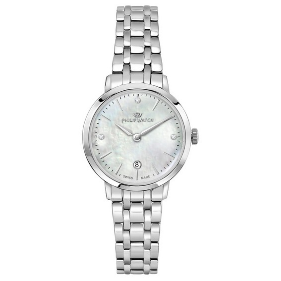 Philip Watch Swiss Made Audrey Crystal Accents Reloj de cuarzo con esfera de nácar R8253150512 para mujer
