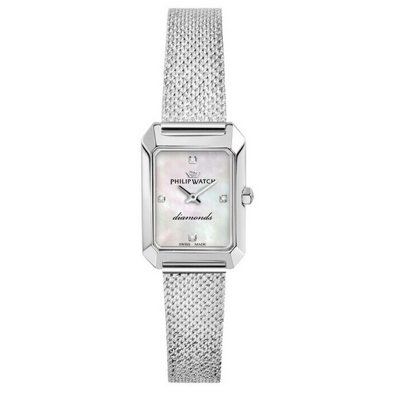 Philip Watch Swiss Made Newport Stainless Steel White Sunray Dial Quartz R8253213501 Women's Watch