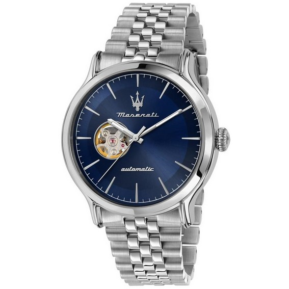 Đồng hồ đeo tay nam 100M tự động bằng thép không gỉ Maserati Epoca Open Heart Blue Dial R8823118009
