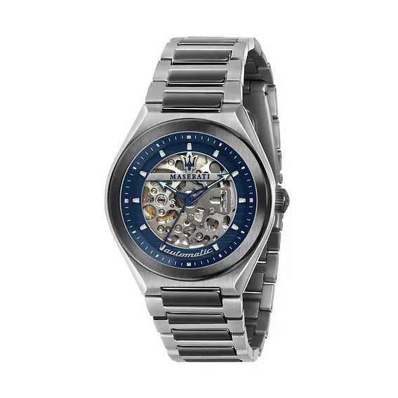 Maserati Triconic Skeleton Blue Dial Stainless Steel Quartz R8823139001 100M Men's Watch