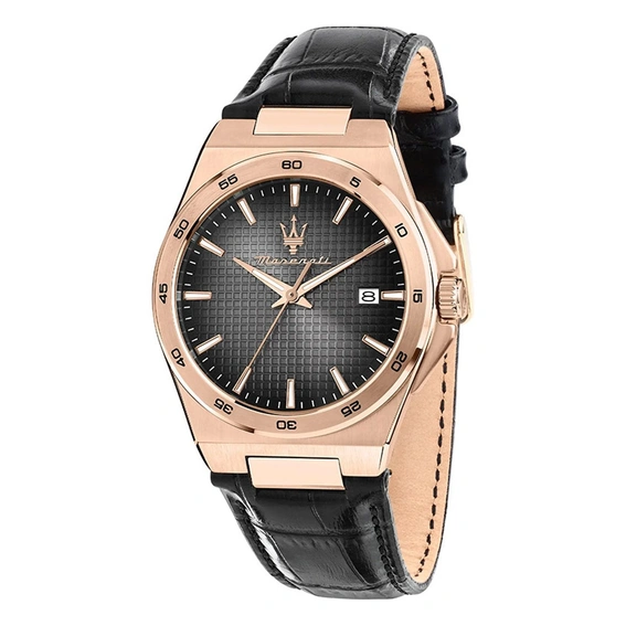 Maserati Velocita Leather Strap Black Dial Quartz R8851153001 Men's Watch