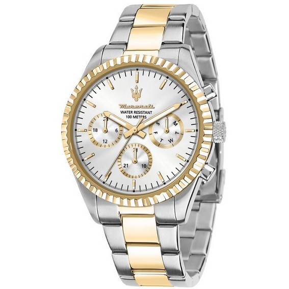 Đồng hồ đeo tay nam đa chức năng mặt số bằng thép không gỉ hai tông màu Maserati Compizione Quartz R8853100021 100M