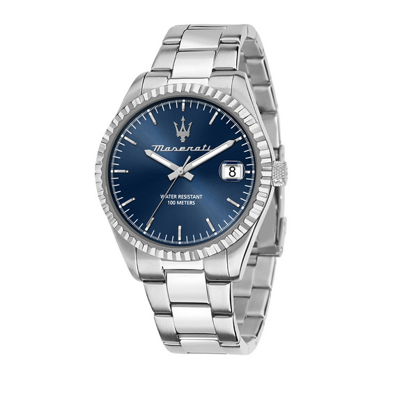Relógio masculino Maserati Competizione em aço inoxidável com mostrador azul quartzo R8853100029 100M