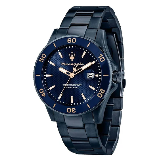 Maserati Competizione Stainless Steel Blue Sunray Dial Quartz R8853100037 100M Men's Watch