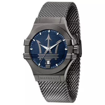 Maserati Potenza สีน้ำเงิน dial สแตนเลสสตีล ควอตซ์ R8853108005 100M Men's Watch