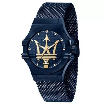 Relógio masculino Maserati Blue Edition mostrador azul em aço inoxidável quartzo R8853108008 100M