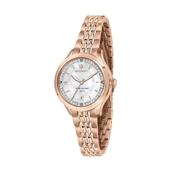 Maserati Traguardo Crystal Accents Mother Of Pearl Dial Quartz R8853112514 100M Women's Watch