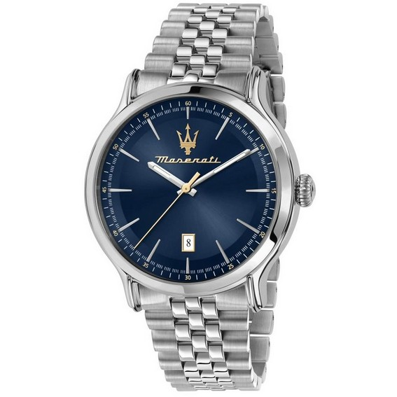 Đồng hồ đeo tay nam 100M bằng thép không gỉ Maserati Epoca, mặt số màu xanh, thạch anh R8853118021