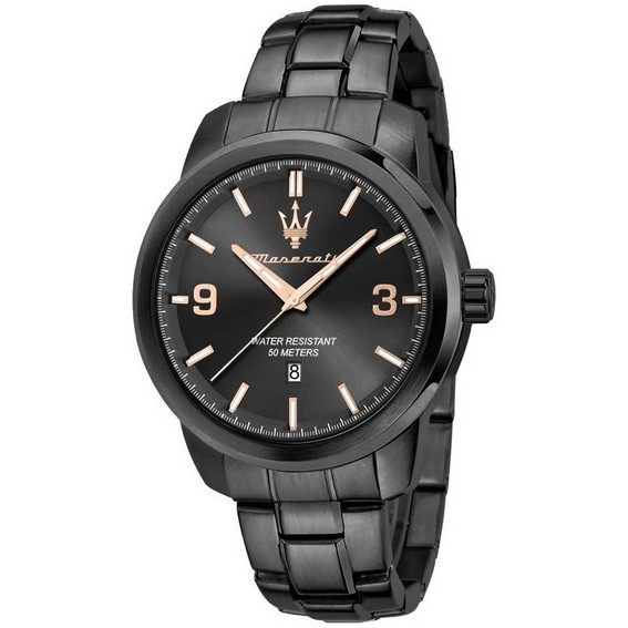 Maserati Successo Stainless Steel Black Dial Quartz R8853121008 นาฬิกาข้อมือผู้ชาย