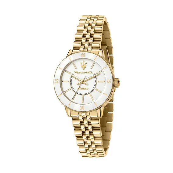Maserati Successo Gold Tone Stainless Steel White Dial Solar R8853145502 Women's Watch