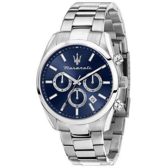 Maserati Attrazione Chronograph Stal nierdzewna Niebieska tarcza Kwarcowy R8853151005 Męski zegarek