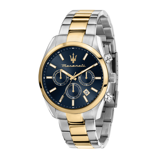 Maserati Attraction Edycja limitowana Chronograf Dwukolorowy zegarek ze stali nierdzewnej z czarną tarczą Kwarcowy R8853151008 M