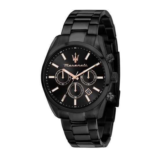 マセラティ アトラクション 限定版 クロノグラフ ステンレススチール ブラック ダイヤル クォーツ R8853151009 メンズ腕時計