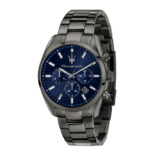 Maserati Attrazione chronograaf roestvrij staal blauwe wijzerplaat quartz R8853151012 herenhorloge