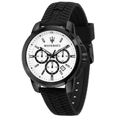 Maserati Successo Chronograph White Dial Silicon Strap Quartz R8871621010 Men's Watch