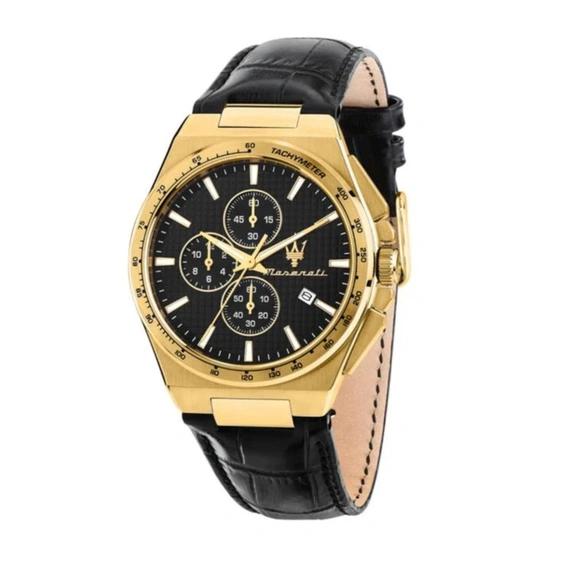 Maserati Velocita Chronograph Leather Strap Black Dial Quartz R8871653001 100M Men's Watch
