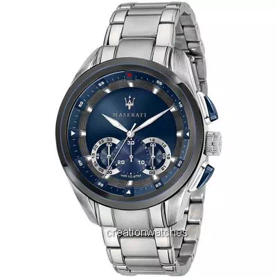 瑪莎拉蒂 Traguardo 計時不鏽鋼藍色錶盤石英 R8873612014 100M 男錶 zh-CHS