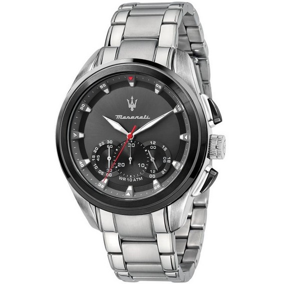 瑪莎拉蒂 Traguardo 計時不鏽鋼黑色錶盤石英 R8873612015 100M 男錶 zh-CHS