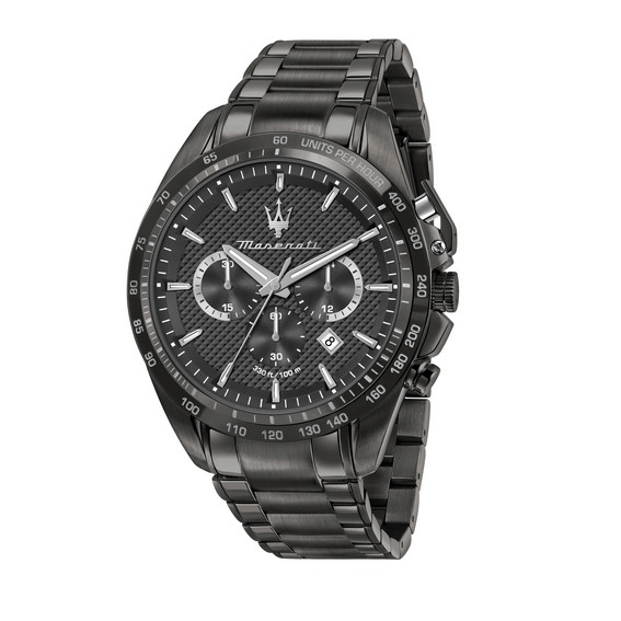 マセラティ トラグアルド 限定版 クロノグラフ PVD コーティング ステンレススチール ブラック クォーツ R8873612045 100M メンズ腕時計