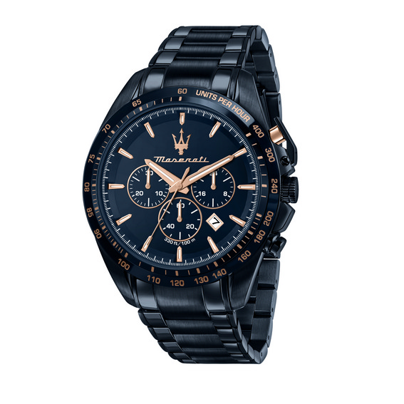 マセラティ トラグアルド スポーツ クロノグラフ ステンレススチール ブルー ダイヤル クォーツ R8873612054 100M メンズ腕時計