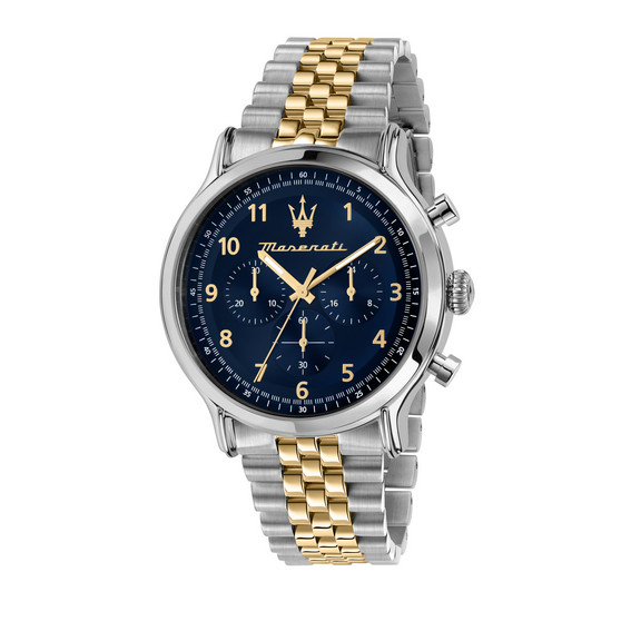 Montre pour homme Maserati Epoca en édition limitée chronographe bicolore en acier inoxydable avec cadran bleu à quartz R8873618