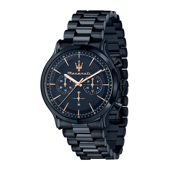 Maserati Successo Lifestyle Blue Edition Chronograph สแตนเลสสตีล Blue Dial Quartz R8873618032 100M นาฬิกาผู้ชาย