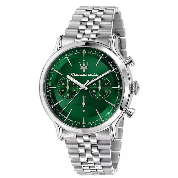 Maserati Epoca Chronograph Stainless Steel Green Sunray Dial Quartz R8873618033 100M Men's Watch