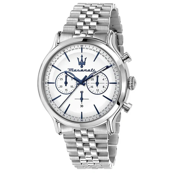 Maserati Epoca Chronograph Stainless Steel White Dial Quartz R8873618034 100M Men's Watch