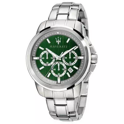 Maserati Successo Chronograph Green dial สแตนเลสสตีล ควอตซ์ R8873621017 Men's Watch