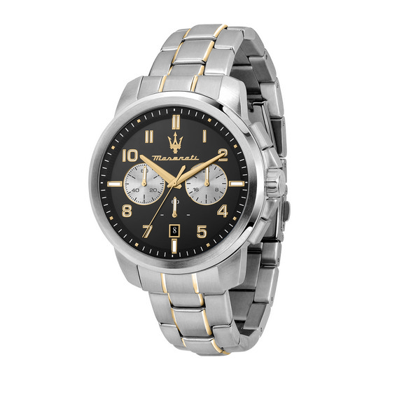 瑪莎拉蒂 Successo 限量版計時不鏽鋼黑色錶盤石英 R8873621028 男裝手錶 zh-CHS