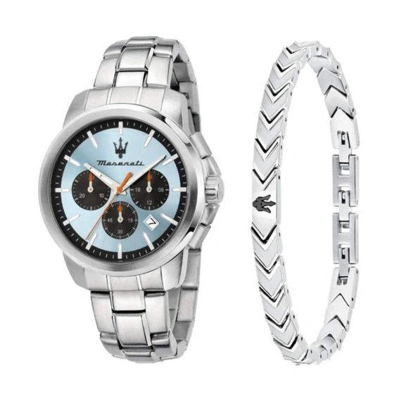 Masrati Successo Chronograph Stainless Steel Light Blue Dial Quartz R8873621045 Men's Watch