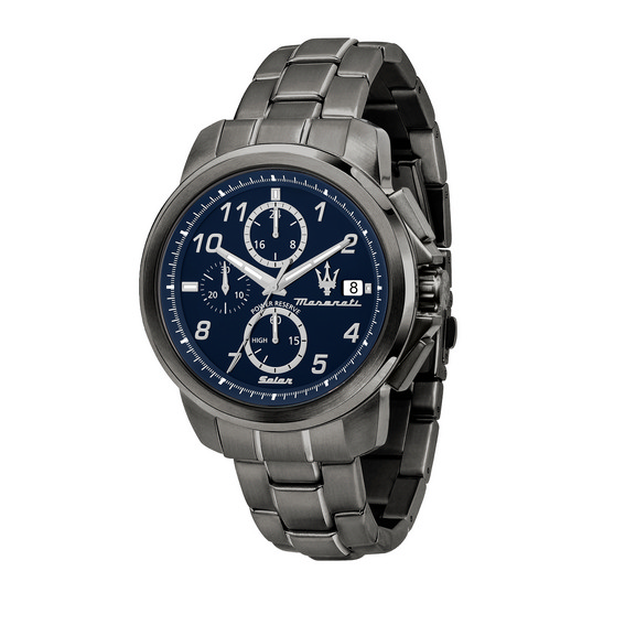 Orologio da uomo Maserati Successo in edizione limitata, cronografo in acciaio inossidabile, quadrante blu, solare, R8873645006