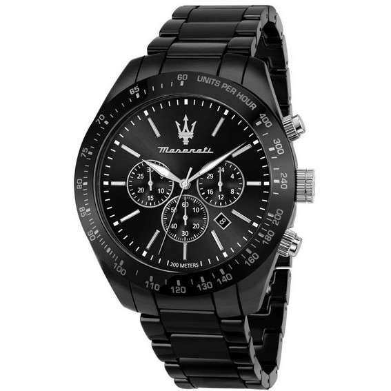 Maserati Traguardo chronograph สแตนเลสสตีล Black dial Diver's ควอตซ์ R8873650001 200M Men's Watch