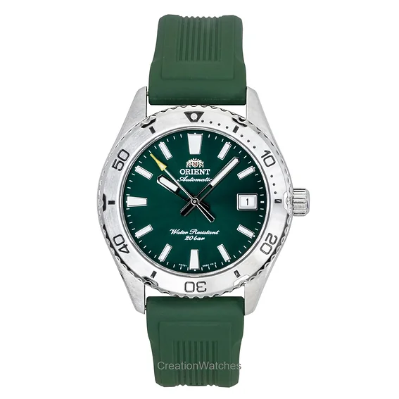 Orient Mako Silicone Strap Green Dial Automatic Diver's RA-AC0Q11E 200M Men's Watch