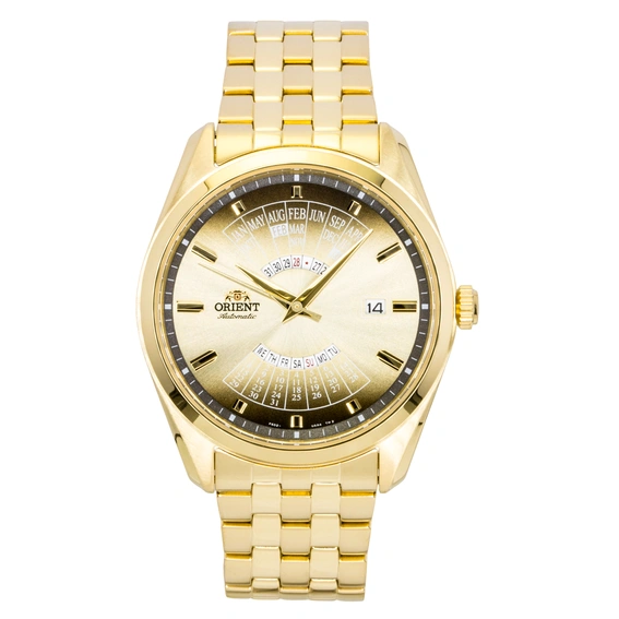 Orient Contemporary Multi Year Calendar Gold Tone Stainless Steel Champagne Dial Automatic RA-BA0001G00C Men's Watch