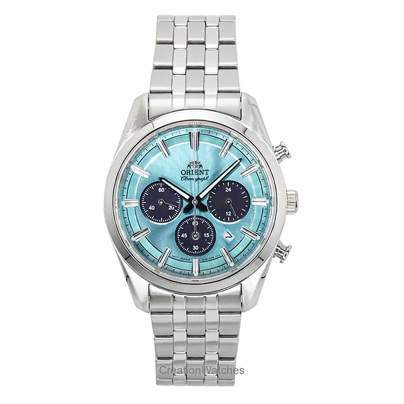 Orient Contemporary Chronograph Stainless Steel Sky Blue Dial Quartz RA-TX0304L Men's Watch