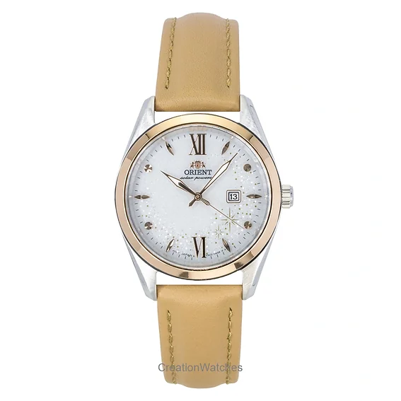 Orient Stretto Leather Strap White Dial Solar RA-WG0604S Women's Watch